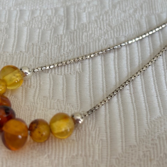Jewelry - Elegant Silver and Amber Beaded Bracelet